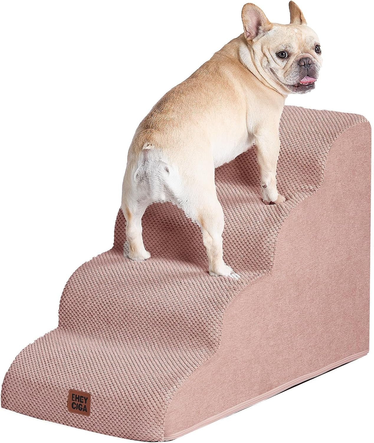 eheyciga-curved-dog-stairs-ramp-for-5-step-high-beds-22-6-h-dog-steps-33d-density-of-pure-foam-for-small-dogs-and-cats-pet-stairs-for-high-bed-climbing-non-slip-balanced-pet-step-indoor-grey