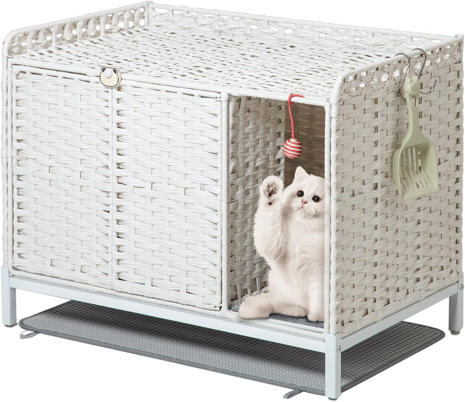 setvson-cat-litter-box-plant-furniture-enclosure-rattan-pe-house-natural-decorative-planter-design-removable-top-for-easy-cleaning-includes-artificial-plants-real-stones-20-x-20-inches