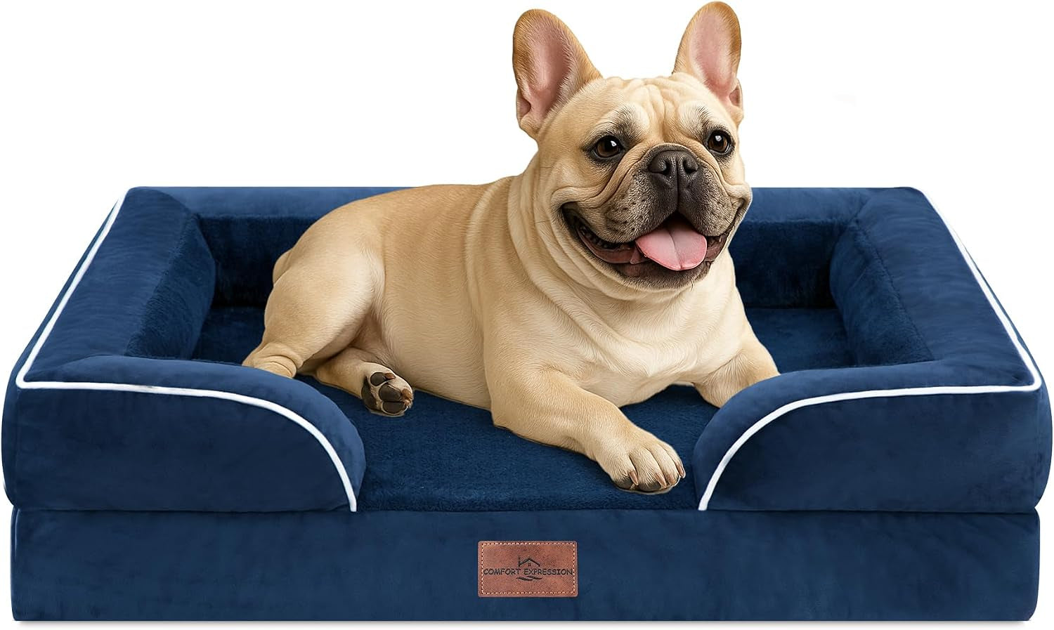 comfort-expression-orthopedic-dog-bed-for-extra-large-dogs-with-bolster-waterproof-dog-couch-bed-with-washable-cover-non-slip-bottom-supportive-egg-crate-foam-xl-pet-bed-42x30-inch