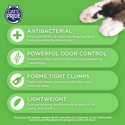 Cat'S Pride Antibacterial Cat Litter: Destroys 99.9% of Odor-Causing Bacteria - Powerful Odor Control - Premium Lightweight Clumping Litter - Scented, 12 Pounds3