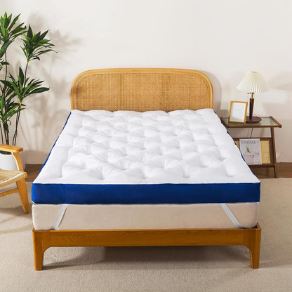 5 Inch Memory Foam Mattress Topper Queen for Back Pain, Filled with Flfuffy Soft Breathable Stuffing, Thick Supportive Pillow Top Queen Mattress Topper9