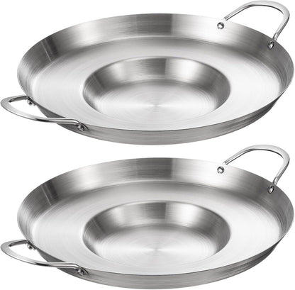 2 Pcs Stainless Steel Comal Frying Bowl Cookware 16 Inch Mexican Style Wok Inoxidable Concave Outdoors Stir Fry Discada Pan for outside Cooking1