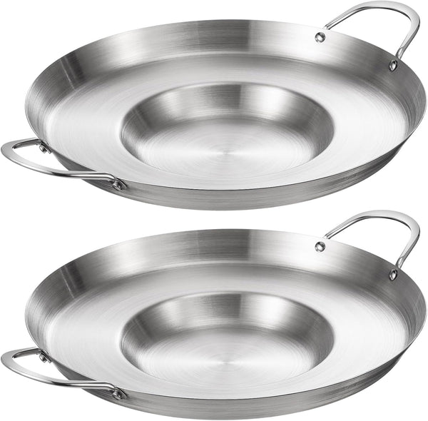 2 Pcs Stainless Steel Comal Frying Bowl Cookware 16 Inch Mexican Style Wok Inoxidable Concave Outdoors Stir Fry Discada Pan for outside Cooking1