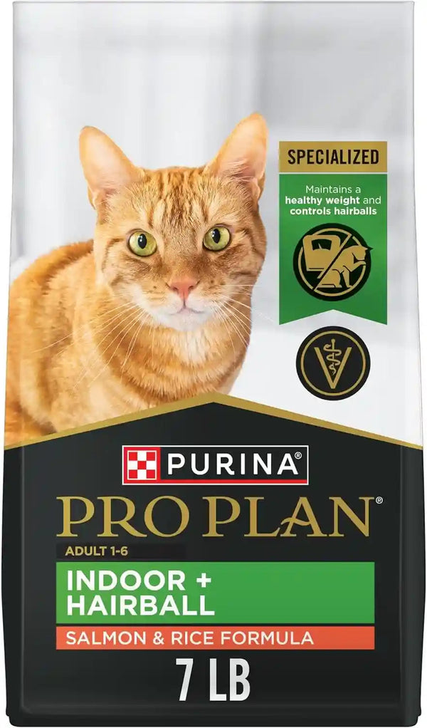 Purina Pro Plan Hairball Management, Indoor Cat Food, Salmon and Rice Formula - 7 Lb. Bag1