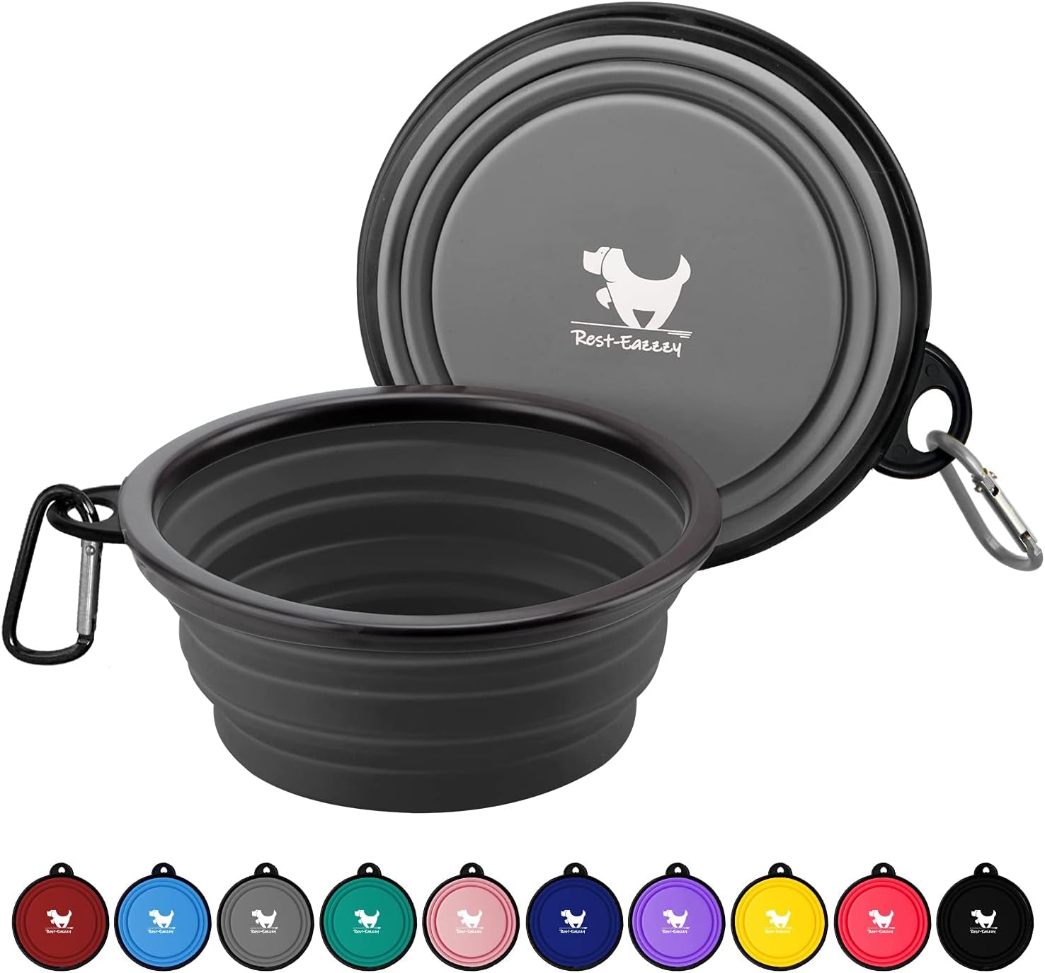 collapsible-dog-bowls-for-travel-2-pack-dog-portable-water-bowl-for-dogs-cats-pet-foldable-feeding-watering-dish-for-traveling-camping-with-carabiners-bpa-free-grey-black-small-pack-of-2