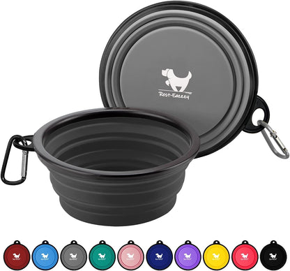 Collapsible Dog Bowls for Travel, 2-Pack Dog Portable Water Bowl for Dogs Cats Pet Foldable Feeding Watering Dish for Traveling Camping with Carabiners, BPA Free (Grey&Black, Small (Pack of 2))15
