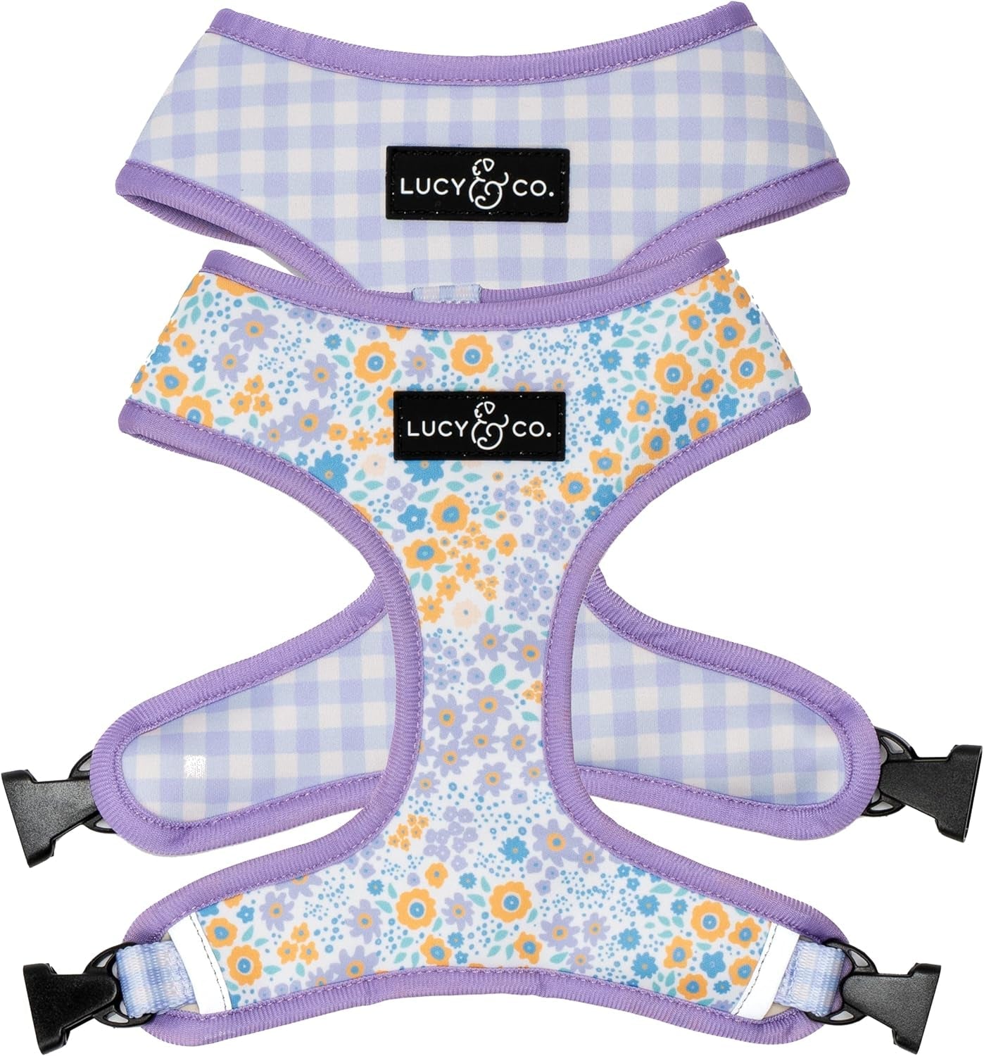 lucy-co-reversible-dog-harness-water-repellent-neoprene-dual-print-design-easy-swap-style-adjustable-comfort-fit-take-a-bow-reversible-harness-small