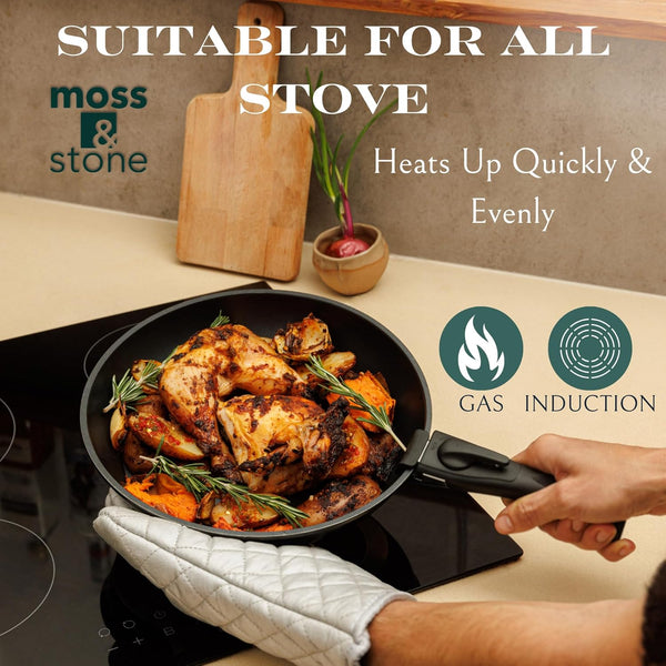 10Pcs Nonstick Cookware Pans with Removable Handles, Space Saving Pots and Pans with Removable Handles, RV Pots and Pans Set for Camping, Oven and Induction Ready4