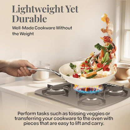 12 Pc Ceramic Cookware Set Nonstick, Ceramic Pots and Pans Set Non Stick with Steamer for Cooking, Non Toxic PFOA PFOS Free, Premium Stay Cool Handles, Oven & Dishwasher Safe6