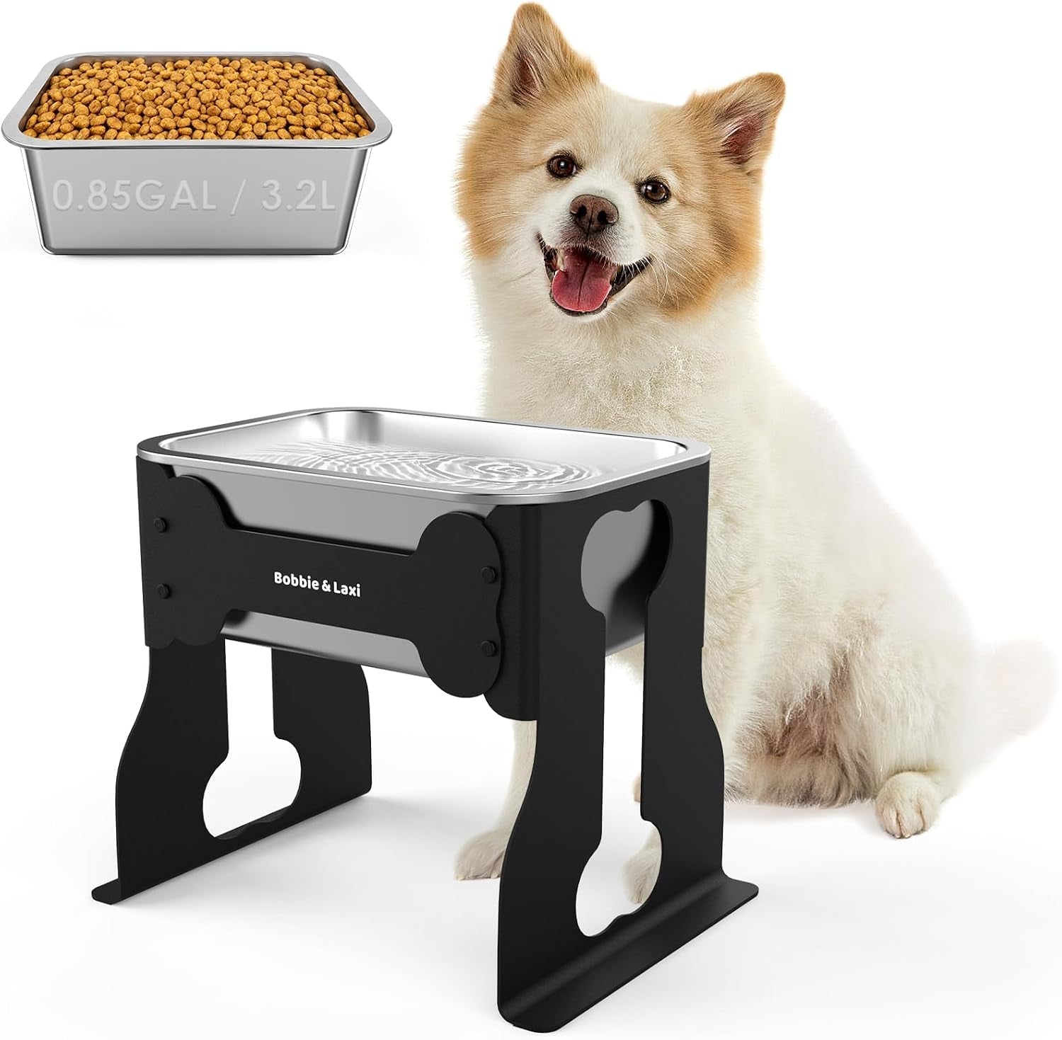 bobbie-laxi-14-elevated-dog-water-bowl-2-4-gal-stainless-steel-bowl-reduces-neck-joint-strain-for-large-or-senior-dogs-rust-resistant-steel-bowl-iron-stand