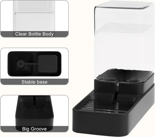 Automatic Cat Feeder and Water Dispenser in Set with Pet Food Bowl,Gravity Dog Waterer and Food Feeder for Small Medium Dog Cat Puppy Kitten Large Capacity(3.3L,Black)5