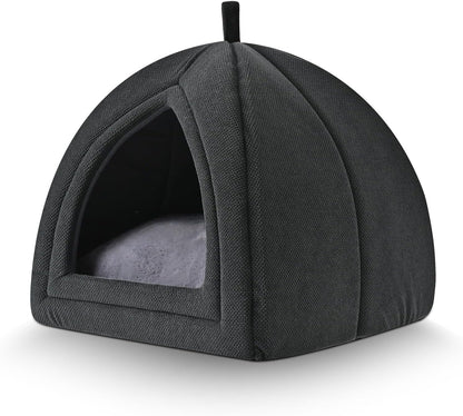Amazon Basics Cat Cave Bed, 2-In-1 Foldable House for Indoor Cats, with Washable Cushion and Non-Slip Base, 17.5 X 17.5 Inches, Large, Lightgray7
