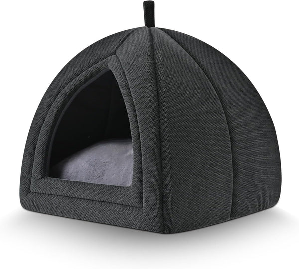 Amazon Basics Cat Cave Bed, 2-In-1 Foldable House for Indoor Cats, with Washable Cushion and Non-Slip Base, 17.5 X 17.5 Inches, Large, Lightgray7