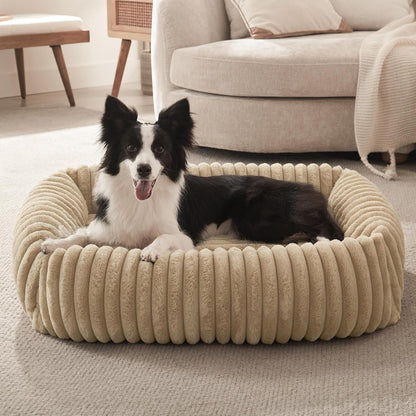 FURTIME Dog Bed for Small Dogs, Cat Beds for Indoor Cats Washable, Orthopedic Rectangle Soft Calming Puppy Bed with Removable Cover, Durable Pet Cuddler with Anti-Slip Bottom, Grey, S (20"X19"X6")10