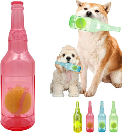 Tennis Ball in Bottle Dog Toy [2025 New Upgrade] Reinforced and Thickened Rubber Bottle Dog Chew Toy with Ball Squeaky Fetch Toy Tough (Blue, Medium)8