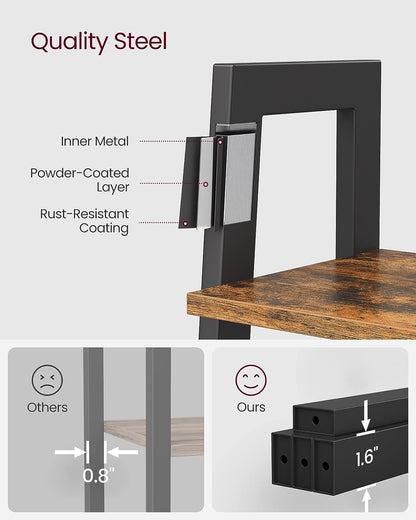 VASAGLE Ladder Shelf, 4-Tier Bookshelf, Storage Rack, Steel Frame | Bookcase, Living Room, Home Office, Kitchen, Bedroom, Rustic Brown and Matte Black, BARNET Collection ULLS44X5