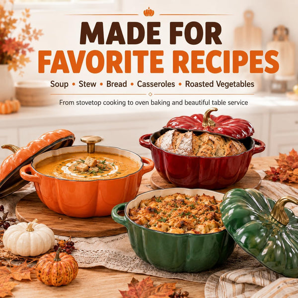 2026 New Pumpkin Dutch Oven - 1.6/2/4QT Enameled Pumpkin Cast Iron Dutch Oven Pot with Lid, Oven & Stove Safe for Soup Stew Baking Casserole (Green,4 QT)5