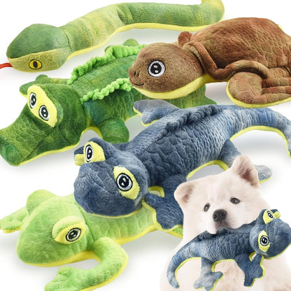 LECHONG Stuffed Animal Dog Toys, 5 Pack Tough Squeaky Dog Toys, Plush Toys Assortment, Great Value Pet Toys Bundle, Woodland Series Chew Toys for Large Medium and Small Dogs Puppy Pet Toys1