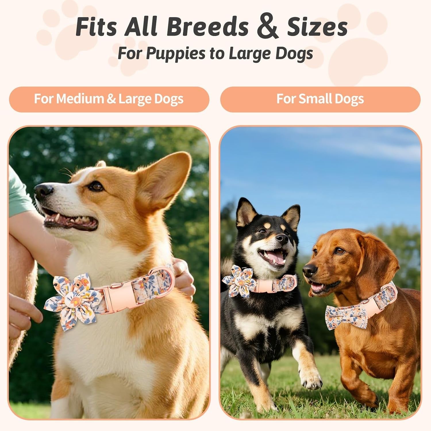 dog-collar-and-leash-set-girls-adjustable-puppy-collars-with-floral-bow-tie-for-small-medium-large-female-dogs-orange-flower-s