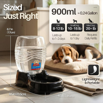 Flexzion Automatic Gravity Pet Waterer for Cat & Dog - Non-Skid & Easy-Clean Auto Replenish Water Dispenser Drinking Bowl (1/4 Gallon/ 900Ml), Black5