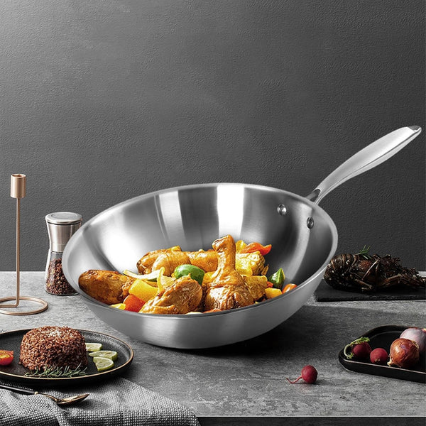 Stainless Steel Wok 12 Inch 304 Stainless Steel Stir Fry Pan 5 Ply (32CM)4