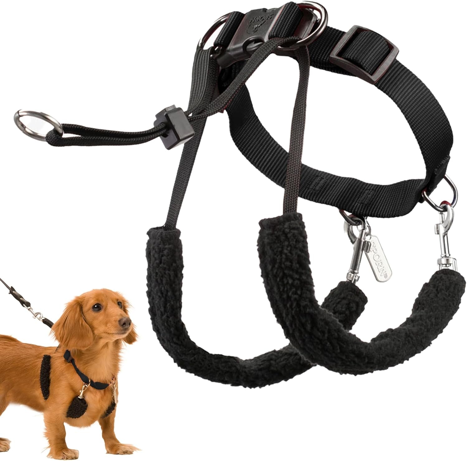 sporn-head-halter-for-dogs-no-pull-dog-harness-durable-nylon-training-collar-for-large-breeds-no-choke-design-padded-restraints-adjustable-fit-easy-on-off-black-large