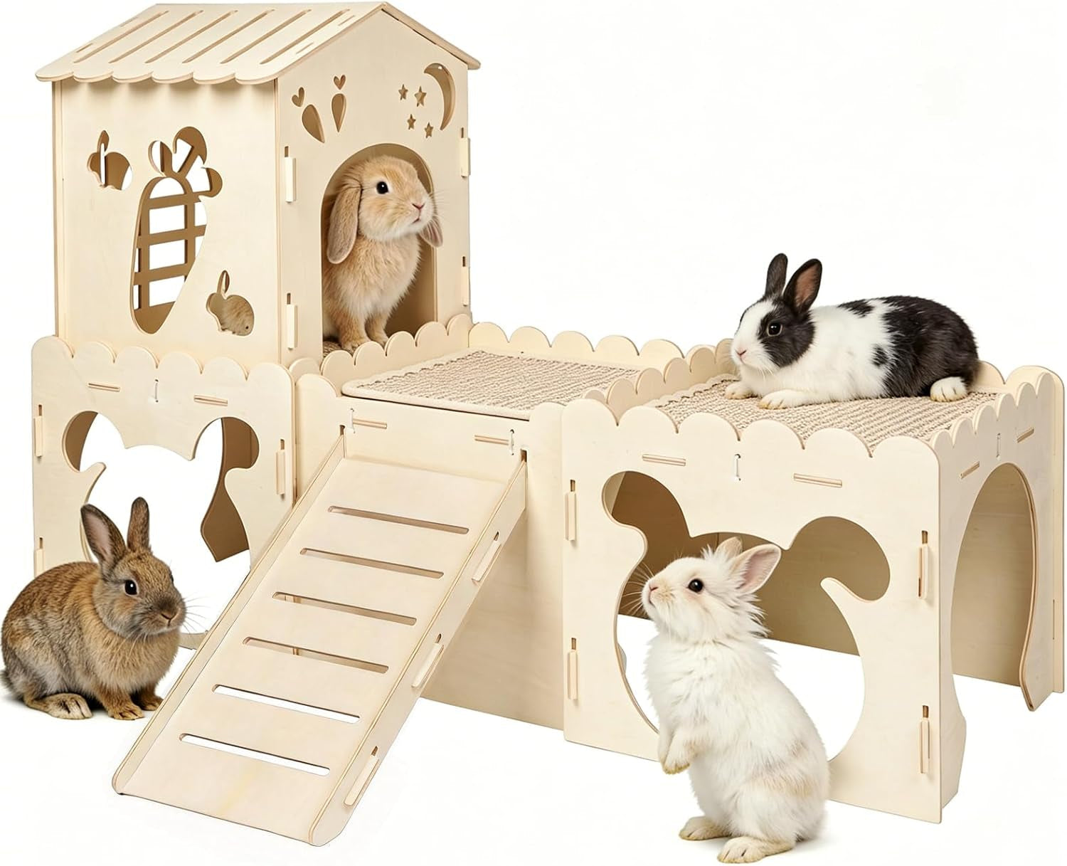 large-rabbit-house-wooden-bunny-castle-with-3-houses-indoor-rabbit-guinea-pig-cage-multistory-climbing-tower-sturdy-wooden-castle-small-animal-hideaway-tunnel