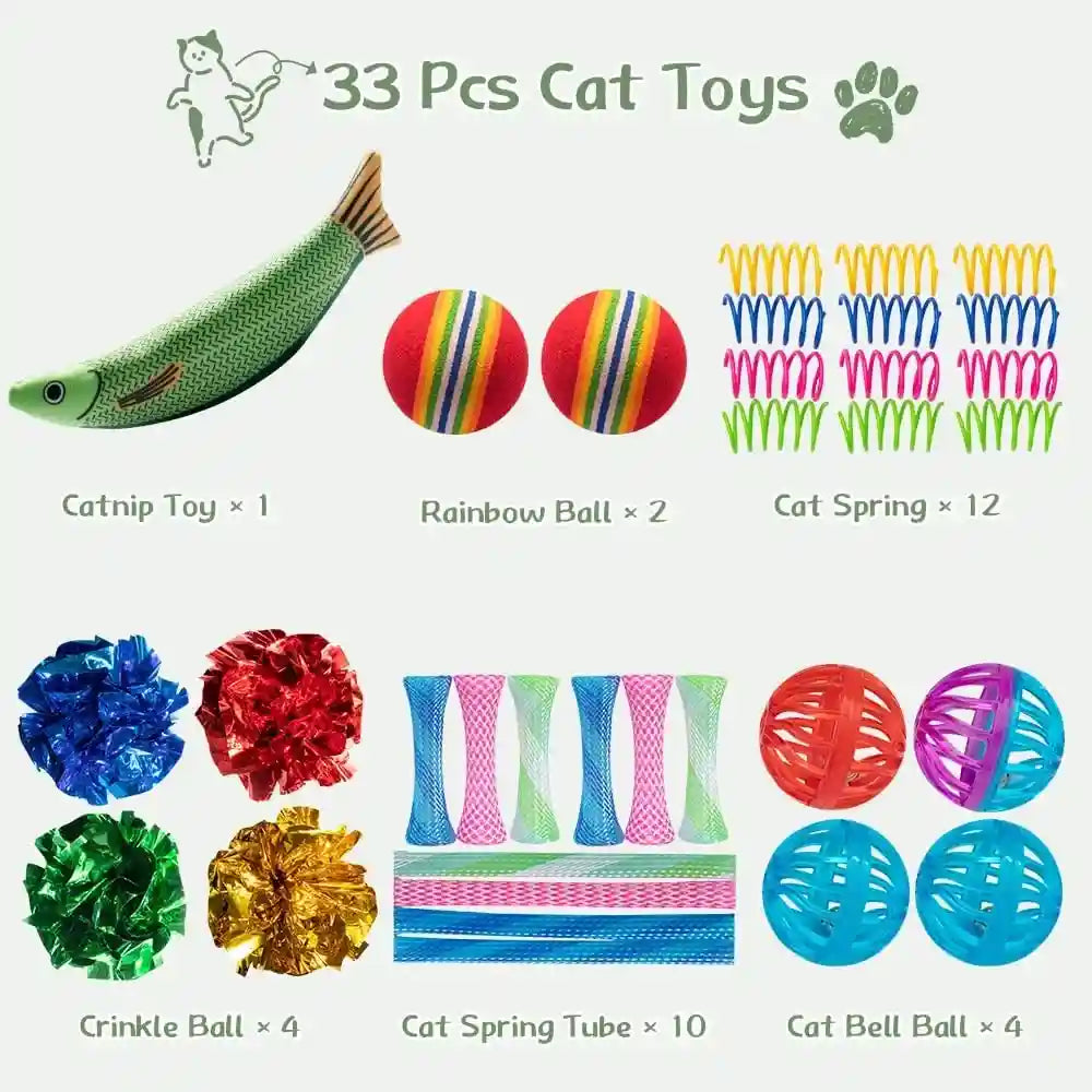 cat-toys-33-pack-delightful-interactive-variety-set-for-cats-kittens-with-catnip-toy-crinkle-balls-cat-ball-toys-springs-to-reduce-anxiety-destructive-behaviour