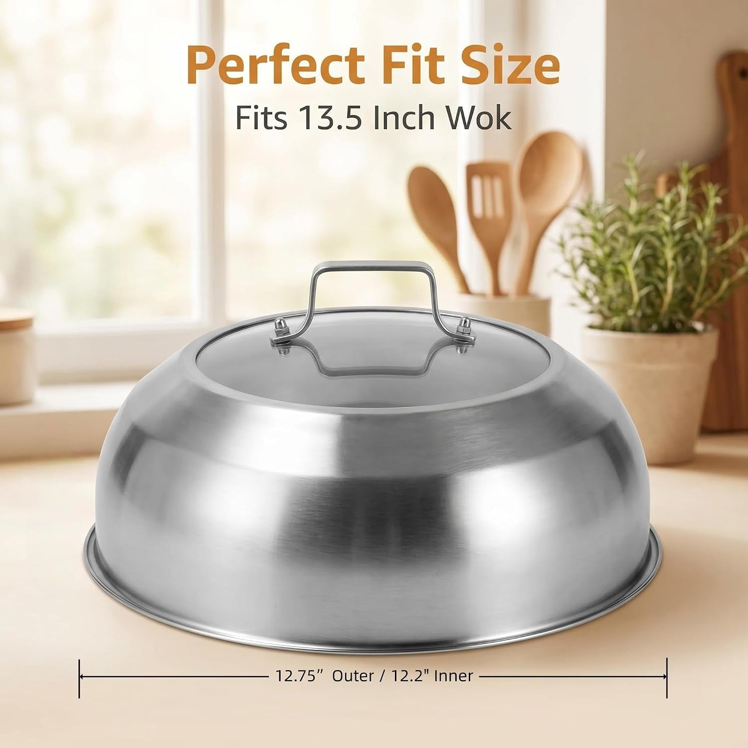 12-75-inch-12-2-inch-inner-diameter-stainless-steel-basting-cover-for-13-5-inch-wok-melting-dome-for-griddle-cooking-round-steaming-cover-lid-with-tempered-glass-top-and-steam-holes