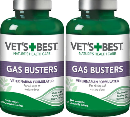 Vet'S Best Gas Busters Digestive Support Tablets for Dogs, 90 Count | Helps Relieve Gas, Bloating & Constipation, Supports Healthy Digestion, Chewable Daily Digestive Aid for Dogs10