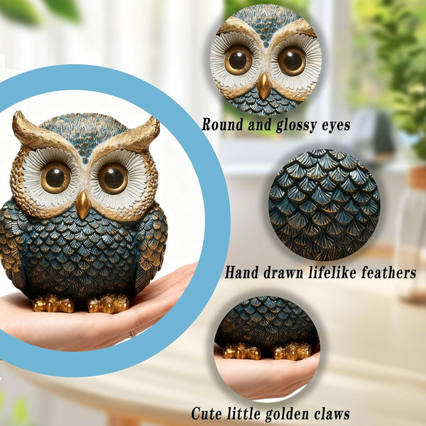 Owl Statue Home Decor, Owls Figurine for Bookshelf | Decorative Sculpture for Table, Bird Ornament for Desk, Ideal Decoration Gift for Birthday Christmas Anniversary2