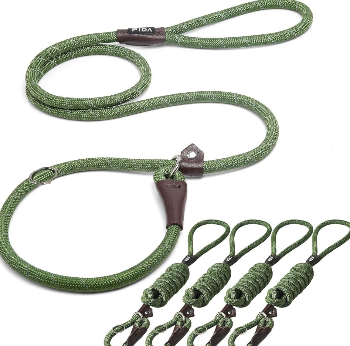 fida-durable-slip-lead-dog-leash-6-ft-x-1-2-heavy-duty-dog-loop-leashes-comfortable-strong-rope-slip-leash-for-large-medium-dogs-no-pull-pet-training-lead-with-highly-reflective1-2-black
