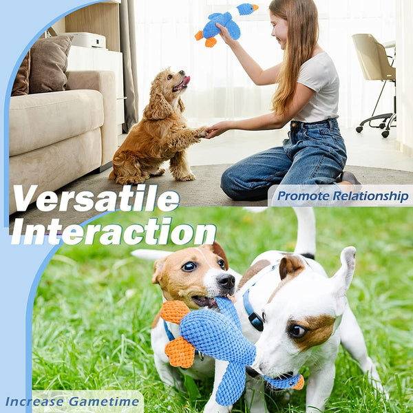 Vitscan Upgraded Goose Indestructible Dog Toys for Aggressive Chewers Small Medium Large Breed, Crinkle Squeaky Plush Dog Puppy Chew Toys for Teething, Duck Puppy Toys7