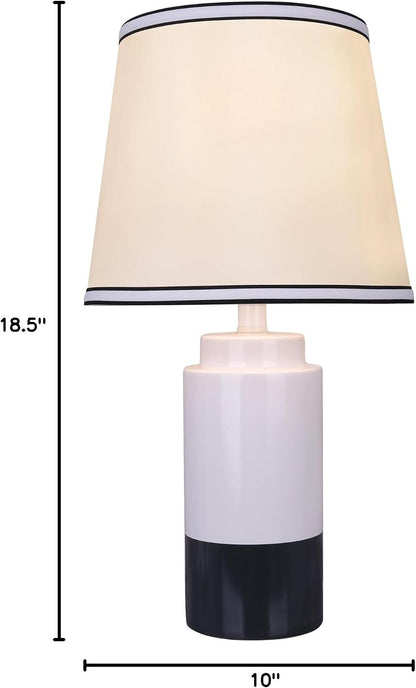 40114-32, Two Pack Set - 18 1/2" High Traditional Ceramic Table Lamp, off White & Black and Empire Shaped Lamp Shade in off White, 10" Wide7