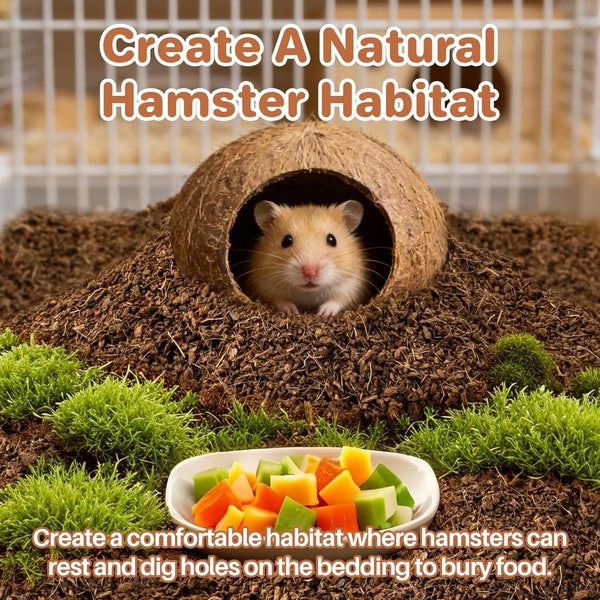 Sukh Coco Coir Hamster Bedding - Coconut Fiber Substrate for Burrowing Pets | Small Animal Litter with Odor Control for Syrian Dwarf Hamsters, Gerbils, Degus, Reptiles and Cage Habitat Enrichment2