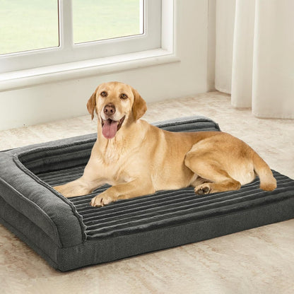 WINDRACING Orthopedic Dog Beds for Medium Dogs, Waterproof Egg Foam Dog Sofa Bed with L Bolster Sides, Washable Medium Pet Bed with Removable Cover & Non-Slip Bottom, 36 X 23 Inch, Gray13