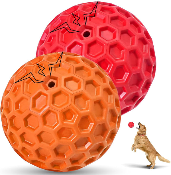 2 Pack Indestructible Squeaky Dog Balls for Aggressive Chewers, Interactive Dog Toys for Teething, Relieving Anxiety. Chew Toy for Large, Medium Breeds, Outdoor Rubber Balls.13