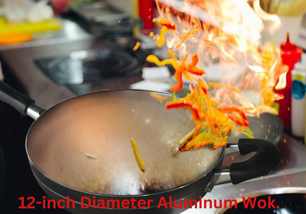 Wok, Stir-Fry Pan, 12-Inch Aluminum Non-Stick Wok, Stay Cool Double Handle Pan, Dishwasher Safe, Oven Safe Pan.8