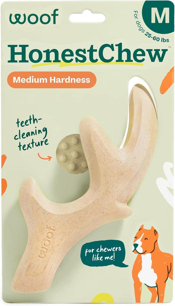 WOOF Honestchew Antler Dog Chew Toy for Dogs 25-60 Lbs | Includes Antler & Infinity, Plant-Based Materials, Splinter-Resistant, Durable Chews, Supports Dental Care, Gift-Ready Set1