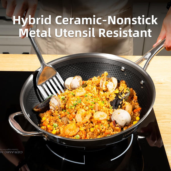 12" Hybrid Ceramic Nonstick Wok for Home Daily Cooking | Scratch-Resistant,Stay-Cool Handle,Dishwasher Oven Safe, Induction Ready, PFOA Free Compatible with All Cooktops5