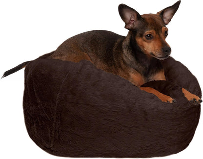 Furhaven Soft & Cozy Dog Bed for Medium/Small Dogs, Refillable W/ Removable Washable Cover & Liner, for Dogs up to 35 Lbs - Plush Faux Fur Bean Bag Style Ball Bed - Espresso, Medium13
