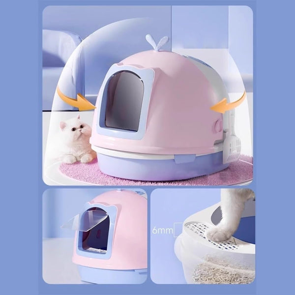Pet Supplies, Covered Cat Litter Box with Scoop,Top Entry Anti-Splash Design For(Gray)6