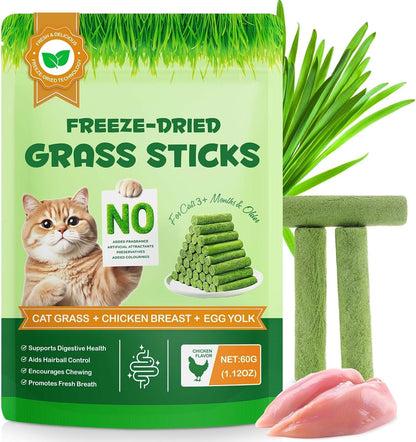 180G/6.4Oz Cat Grass Treats for Hairball Control, Natural Teeth Cleaning & Fresh Breath, Crunchy Catnip Flavored Biscuits with Barley Grass, Cat Training Rewards for All Breeds10