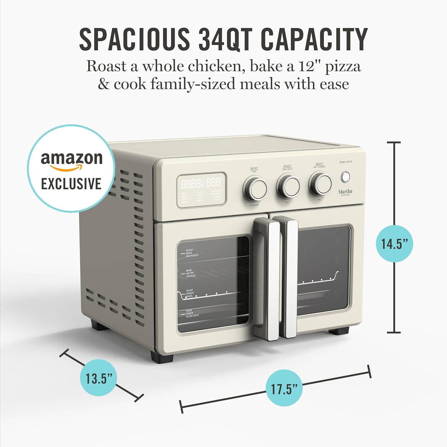 french-door-air-fryer-toaster-convection-oven-34qt-linen-12-in-1-countertop-oven-bake-broil-roast-fits-12-pizza-dehydrate-air-fry-basket-oven-rack-rotisserie-cream-white