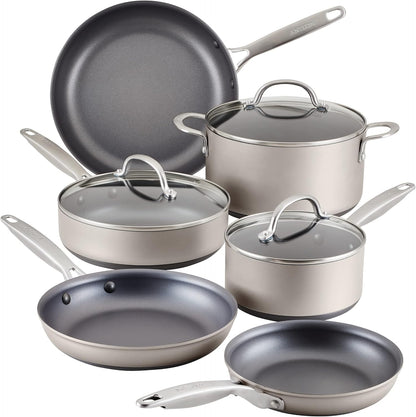 Achieve Hard Anodized Nonstick Cookware Pots and Pans Set, 9 Piece - Silver1