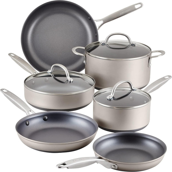 Achieve Hard Anodized Nonstick Cookware Pots and Pans Set, 9 Piece - Silver1