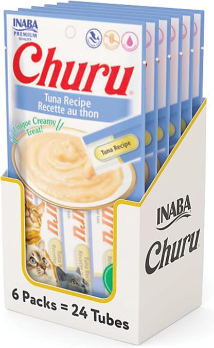 INABA Churu Cat Treats, Lickable, Squeezable Creamy Purée Cat Treat with Green Tea Extract & Taurine, 0.5 Ounces Each Tube, 24 Tubes (4 per Pack), Chicken Recipe17