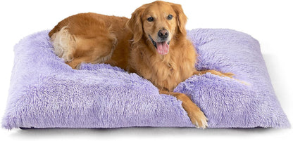 EHEYCIGA Fluffy Dog Crate Bed for Extra Large Dogs, Plush Faux Fur Pad, Calming anti Anxiety XL Bed for Crate, Washable Soft Warm Dog Mat with Non-Slip Bottom, Grey13