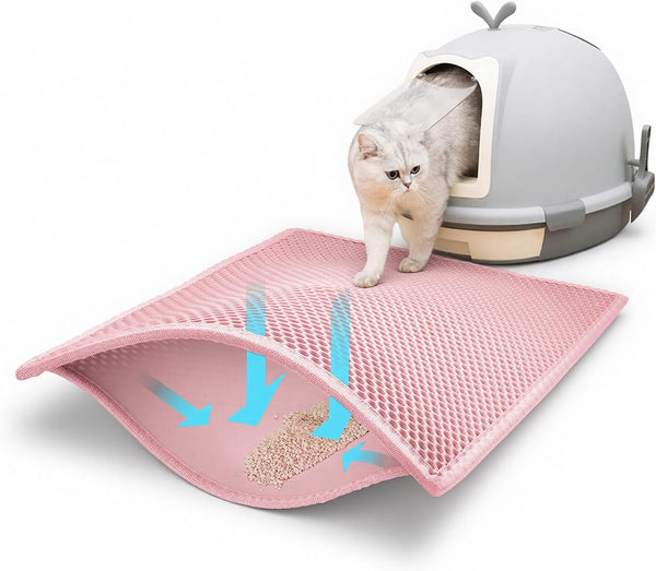 Pieviev Cat Litter Mat Double Layer Waterproof Urine Proof Trapping Mat 1 Pack (Gray, 24X15 Inch (Pack of 1)) | Honeycomb Design Catches Scattered Particles to Stop Tracking, Urineproof Base Protects Floors, Easy to Clean15