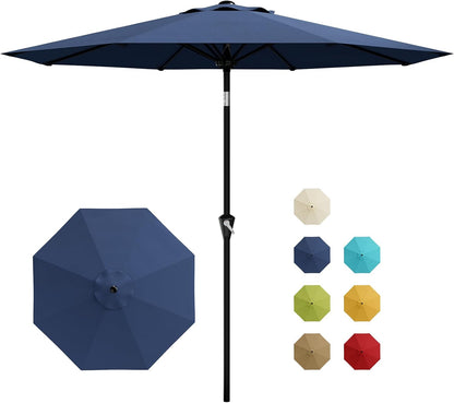 9FT Umbrella Outdoor Patio, Table Umbrella with Push Button Tilt and Crank, 8 Sturdy Ribs Waterproof UV Protection for Garden, Pool, Backyard, Market | Table Umbrella Waterproof UV Protection for Garden, Pool, Deck, Backyard, Market (Navy)1
